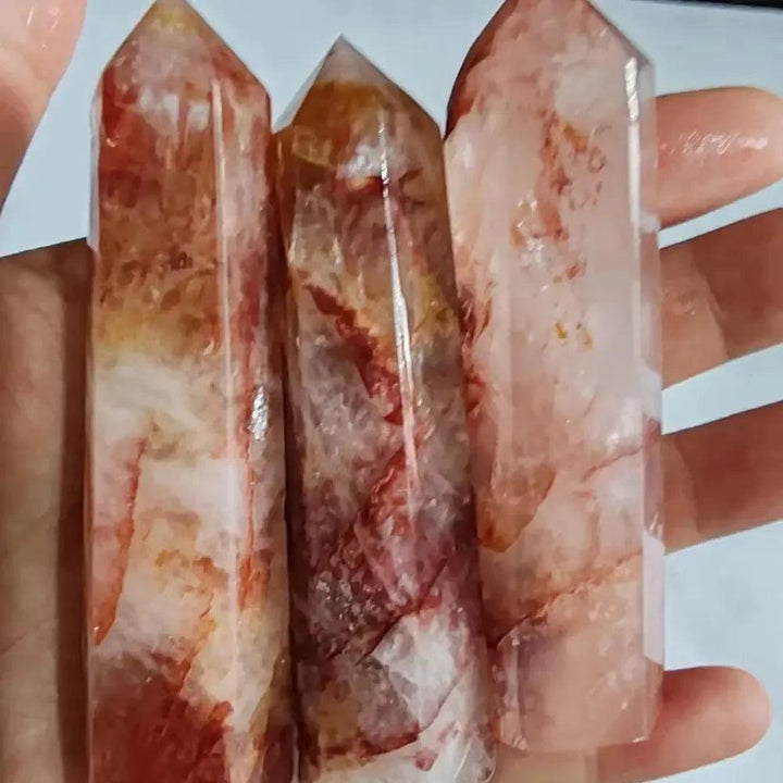 Fire Quartz Crystal Tower with Hematoid Inclusions