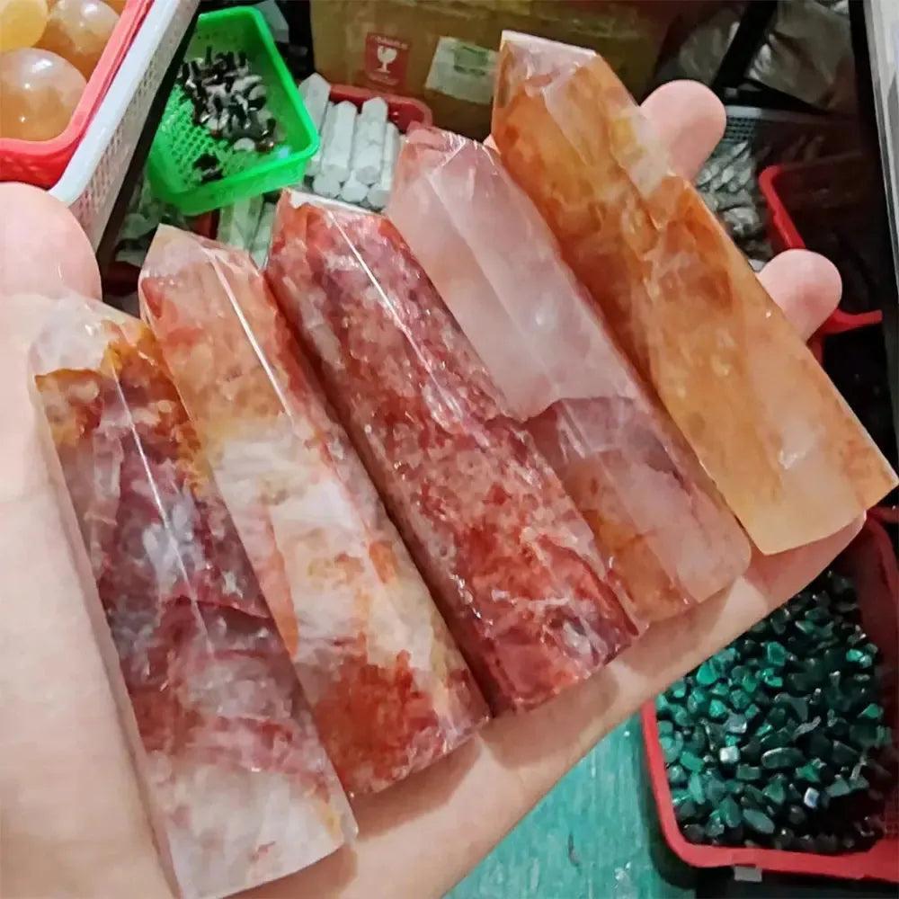 Fire Quartz Crystal Tower with Hematoid Inclusions