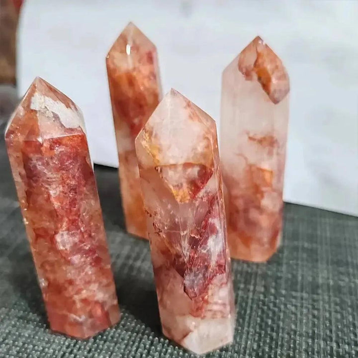 Fire Quartz Crystal Tower with Hematoid Inclusions