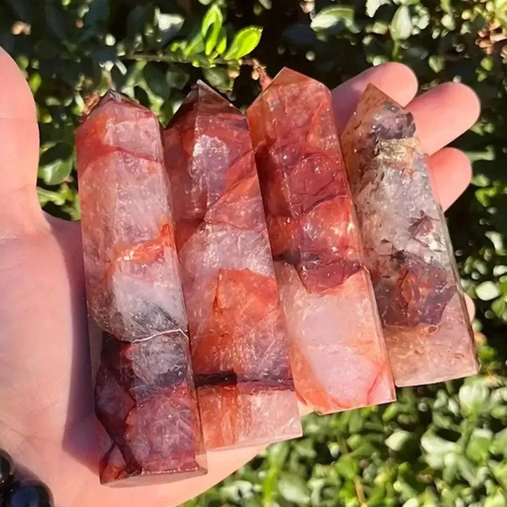 Fire Quartz Crystal Tower with Hematoid Inclusions