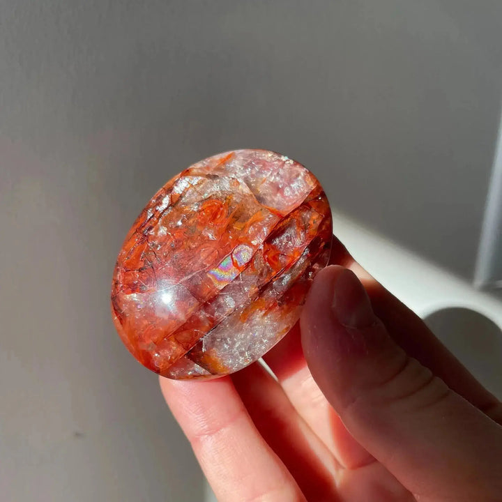 Fire Quartz Palm Stone-Palm Stones-Ali-Hematite Quartz-50-100g-Crystal Destiny
