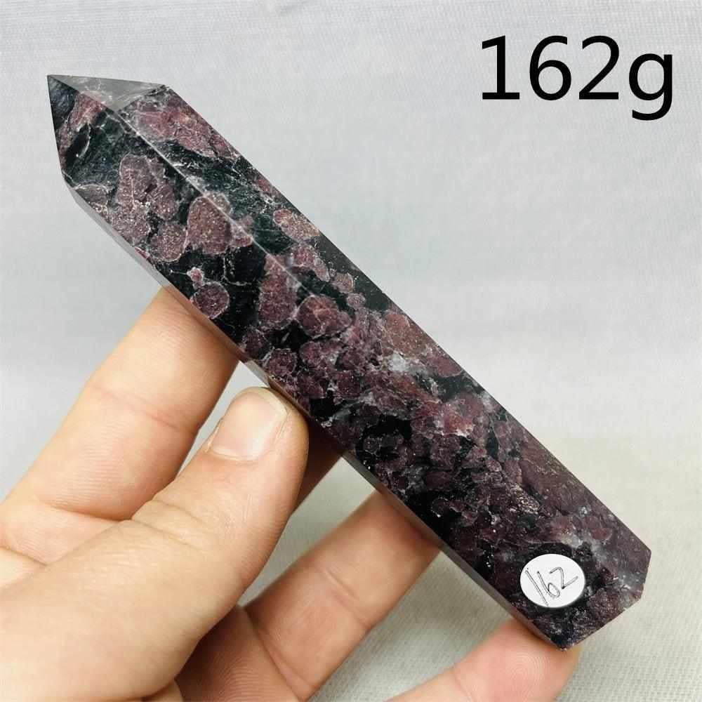 Fireworks Garnet Tower featuring vibrant red crystals in a dark matrix, a grounding 162g polished crystal for your altar.