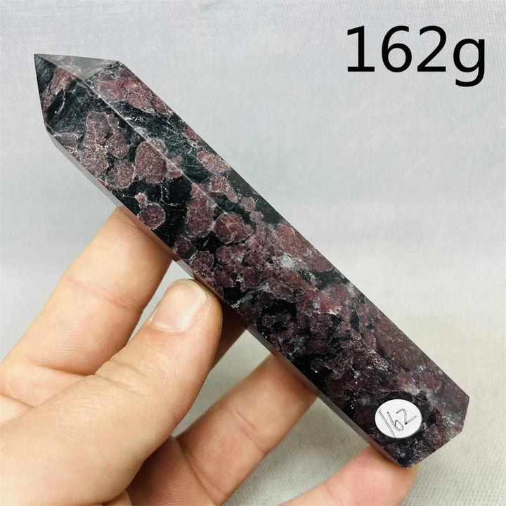 Fireworks Garnet Tower featuring vibrant red crystals in a dark matrix, a grounding 162g polished crystal for your altar.