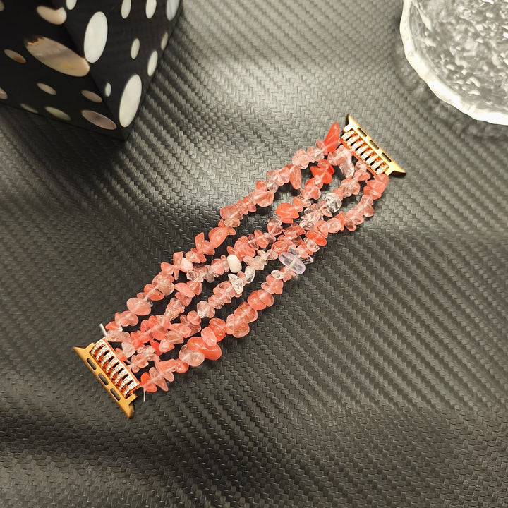 Four-Row Natural Crystal Bead Apple Watch Band Strap