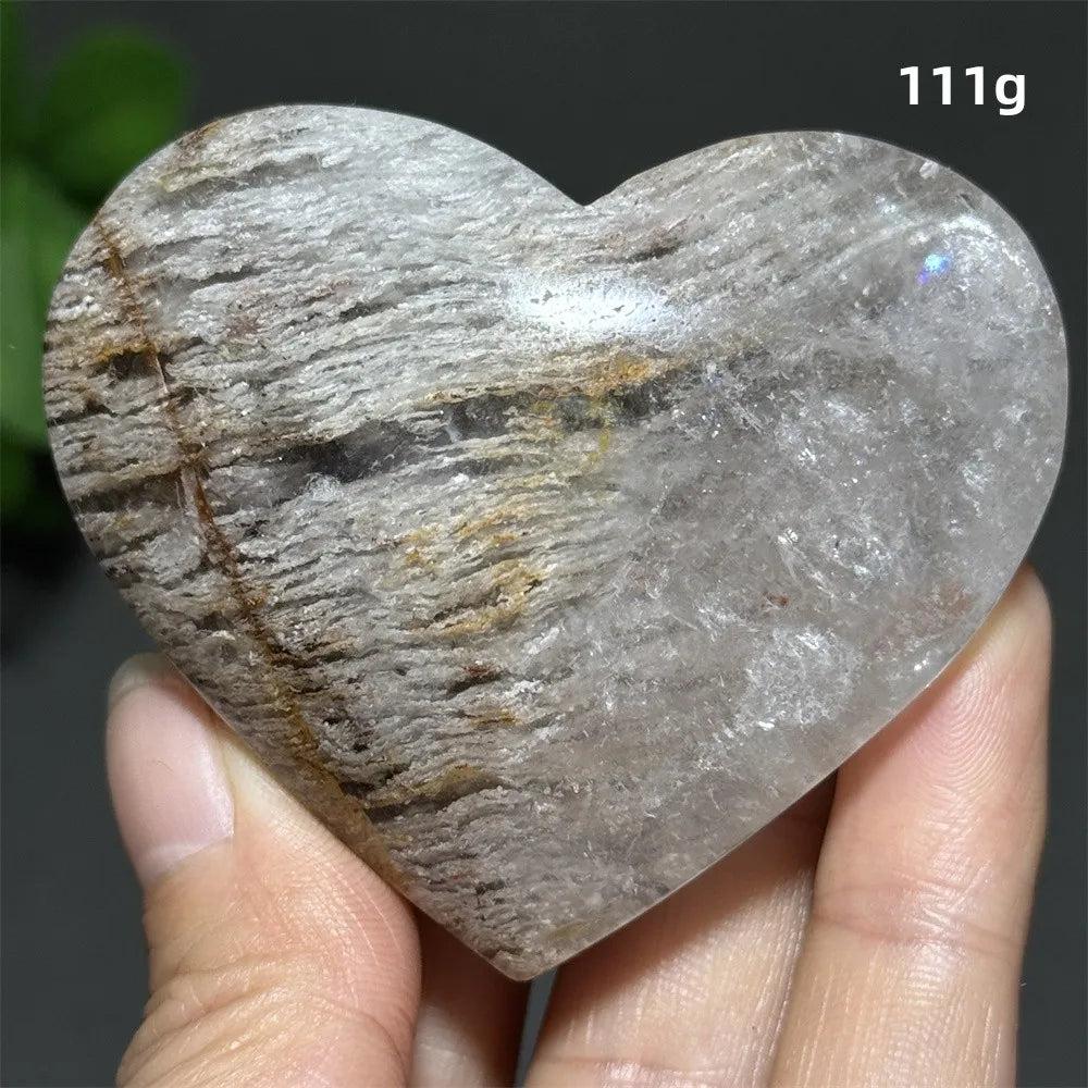 111g Natural Garden Thousand-Layer crystal heart ornament with unique mineral inclusions for healing and spiritual energy.