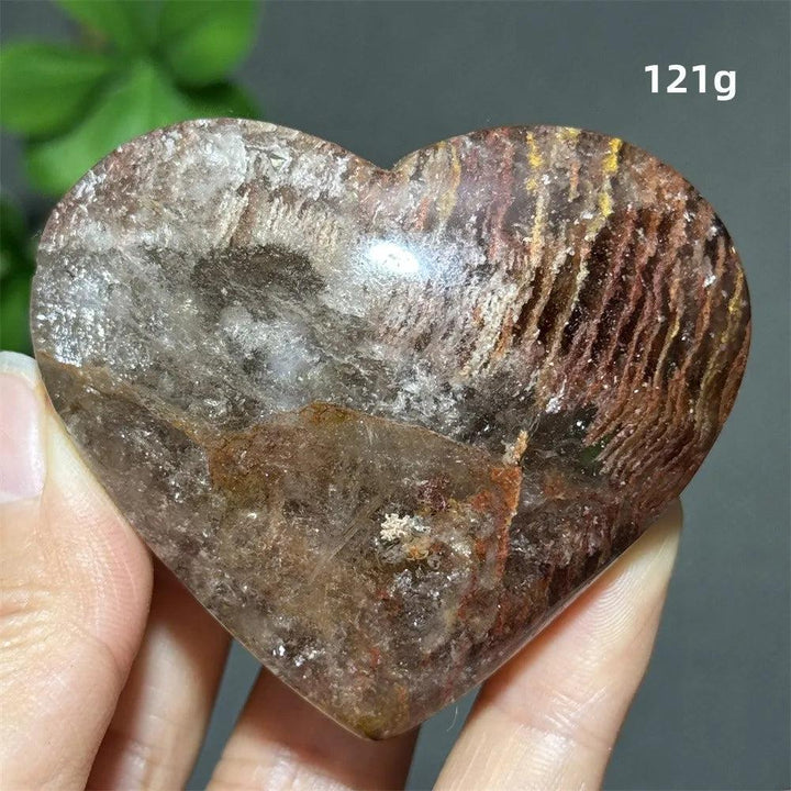 121g natural garden thousand-layer crystal heart for healing, featuring earthy brown layers and auspicious feng shui energy.