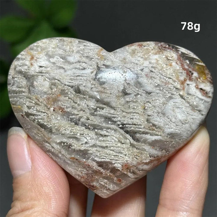 78g natural garden thousand-layer crystal heart ornament for spiritual healing, featuring unique white layered textures.