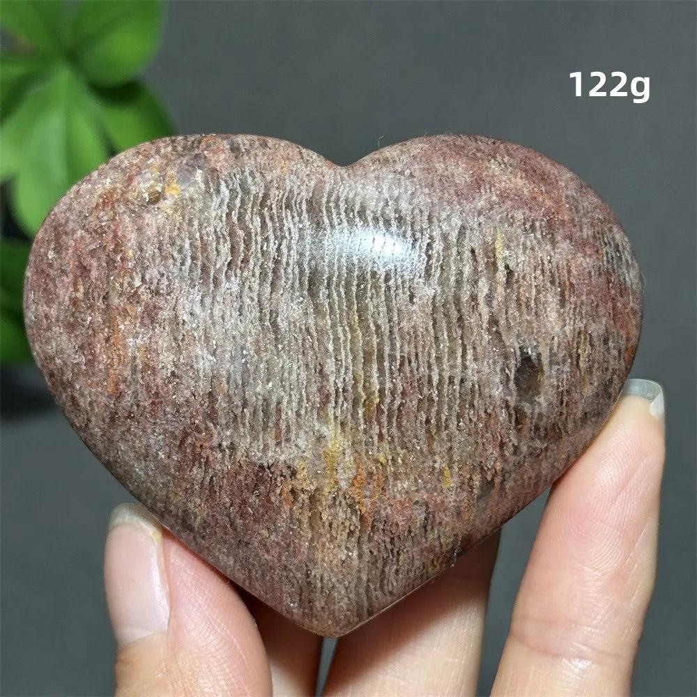 122g natural thousand-layer crystal heart ornament with unique layered textures for spiritual healing and Feng Shui decor.