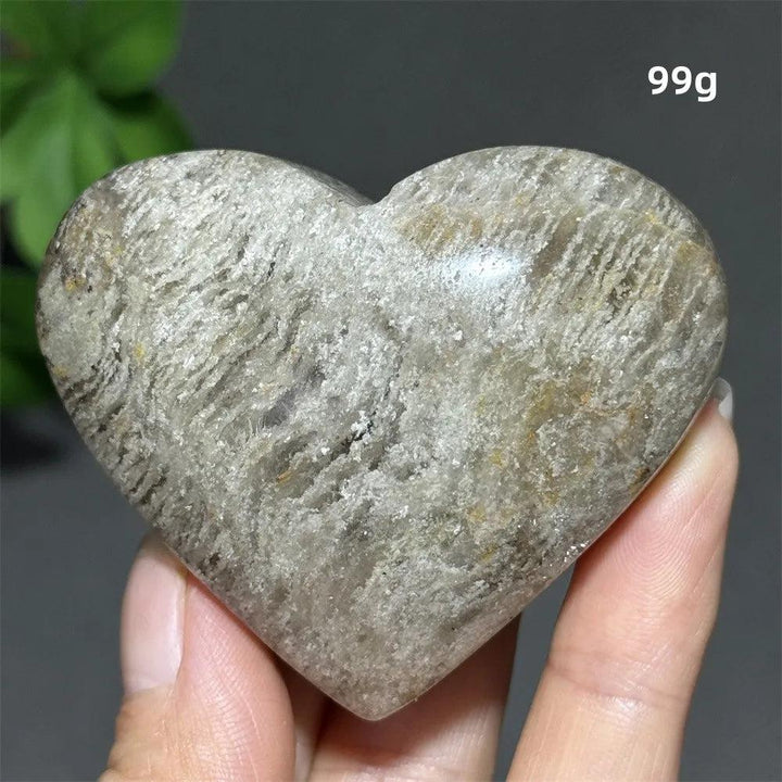 99g natural garden thousand-layer crystal heart ornament for spiritual healing, featuring unique gray layered patterns.