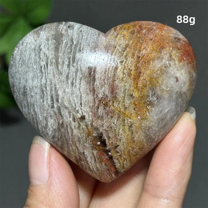 88g Natural Garden Thousand-Layer crystal heart ornament with unique layered textures for healing and spiritual energy.