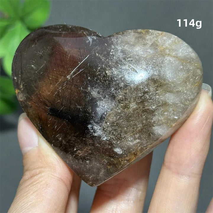 114g natural garden thousand-layer heart-shaped crystal for healing, featuring unique dark inclusions and auspicious aura.