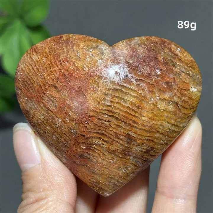 89g natural garden thousand-layer crystal heart ornament with rustic brown bands for healing, meditation, and lucky decor.