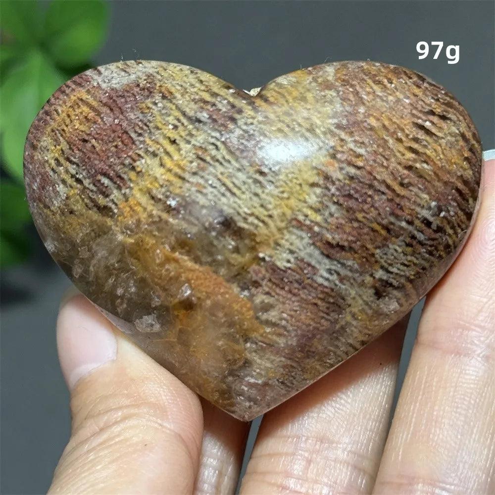 97g Natural Garden Thousand-Layer crystal heart for Feng Shui, featuring earthy brown textures for healing and meditation.