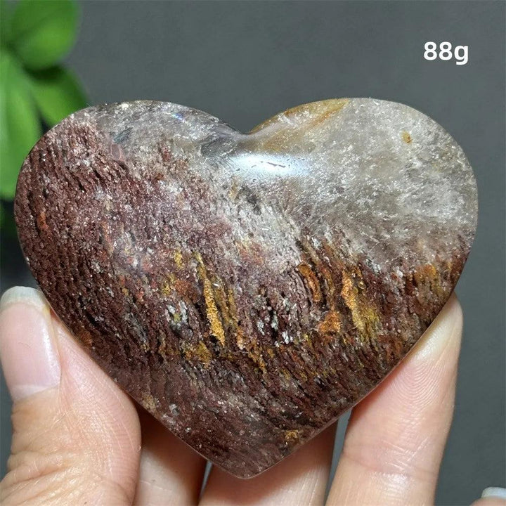 88g heart-shaped thousand-layer garden crystal ornament for healing, featuring rich earthy tones and spiritual energy.