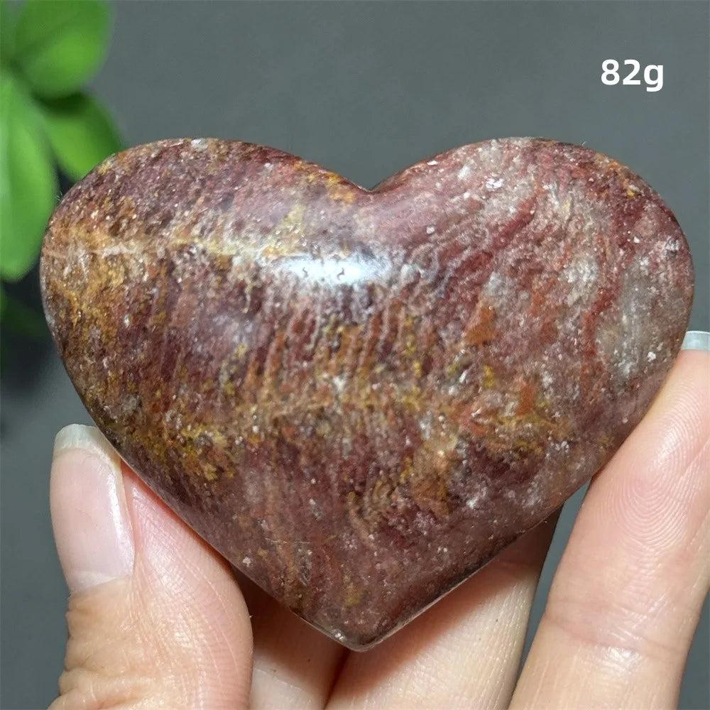 82g heart-shaped Natural Garden Thousand-Layer crystal for Feng Shui, meditation, and healing with rich earthy tones.