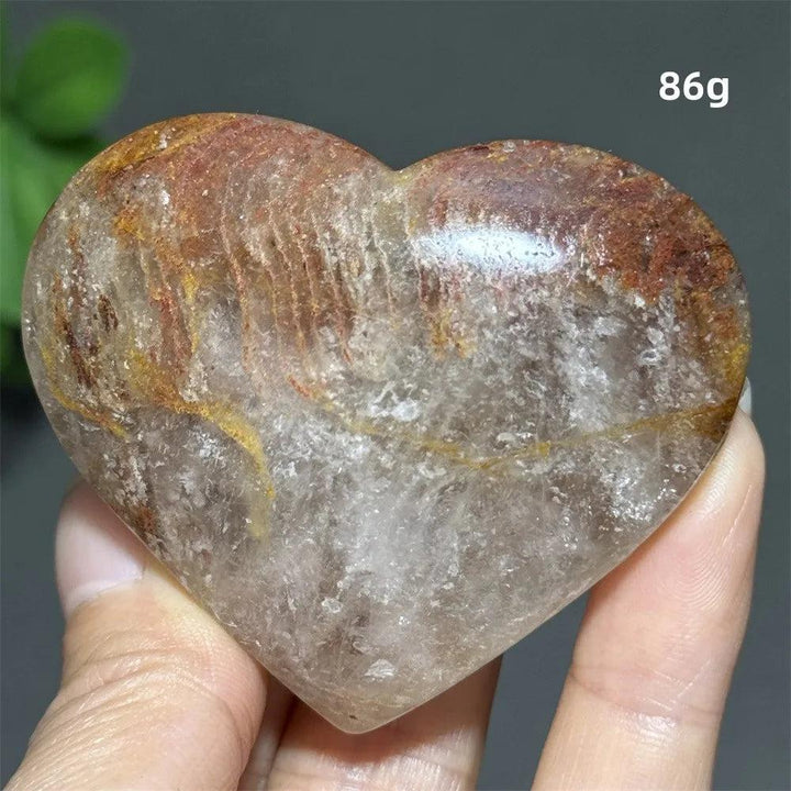 86g heart-shaped Thousand-Layer crystal ornament with natural earthy tones for spiritual healing and Feng Shui decor.