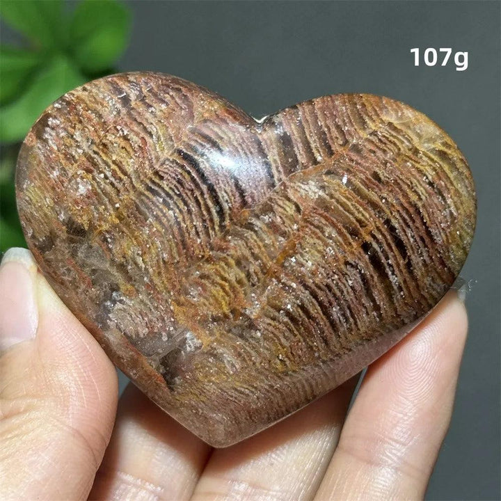 107g Natural Garden Thousand-Layer crystal heart ornament with unique layered patterns for healing and Feng Shui decor.