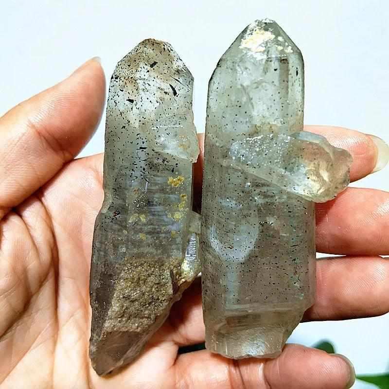 Polished Garden and Strawberry Quartz tower featuring mossy green inclusions and red flecks for heart chakra healing.
