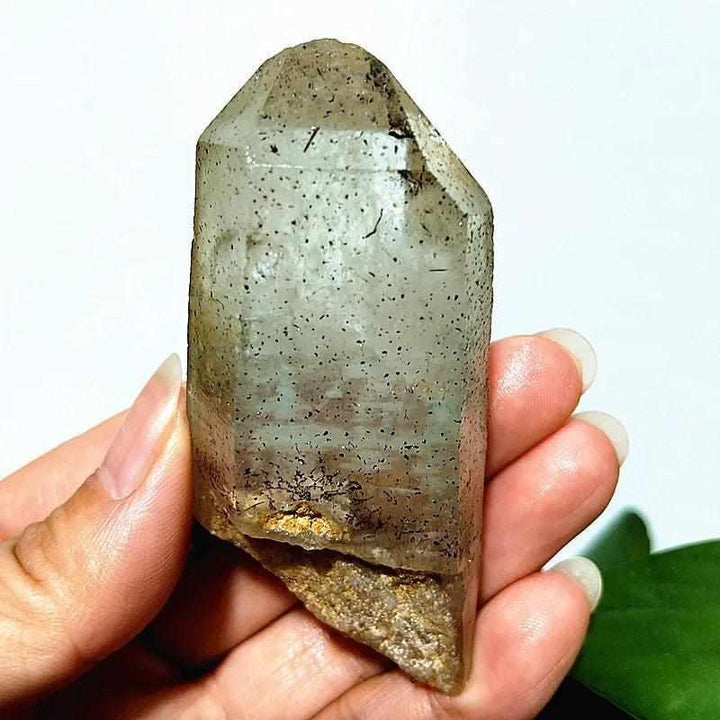 Polished Garden and Strawberry Quartz tower featuring mossy green inclusions and red flecks for heart chakra healing.