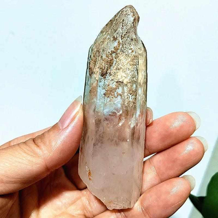 Polished Garden and Strawberry Quartz tower featuring mossy green inclusions and red flecks for heart and root chakra healing.