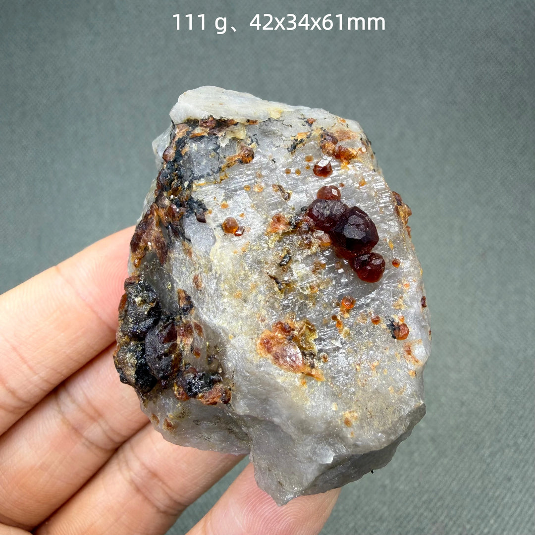 Garnet on Quartz Crystal Cluster