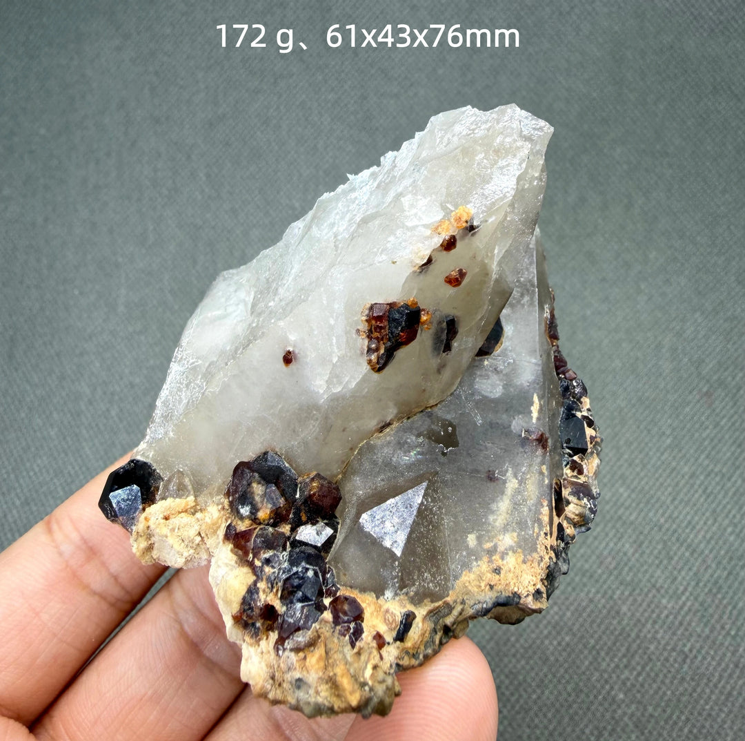 Garnet on Quartz Crystal Cluster