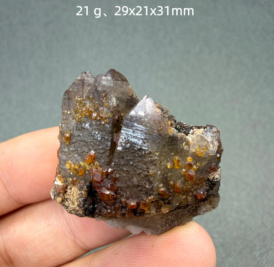 Garnet on Quartz Crystal Cluster