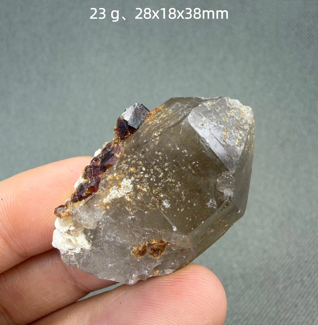 Garnet on Quartz Crystal Cluster