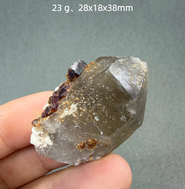 Garnet on Quartz Crystal Cluster