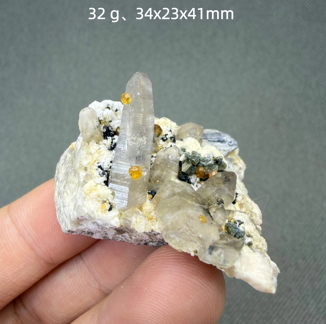 Garnet on Quartz Crystal Cluster