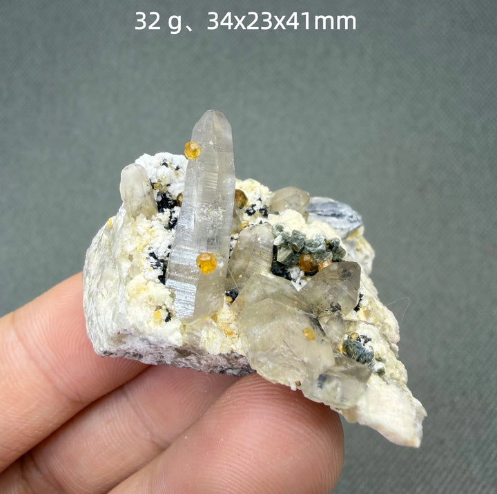 Garnet on Quartz Crystal Cluster