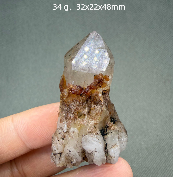 Garnet on Quartz Crystal Cluster