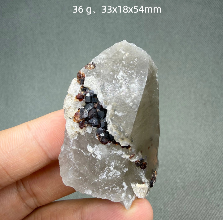 Garnet on Quartz Crystal Cluster