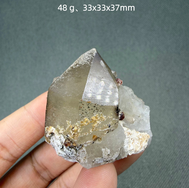 Garnet on Quartz Crystal Cluster