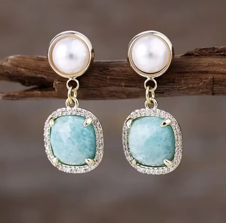 Gemstone Crystal Earrings in Mixed Healing Stone Styles