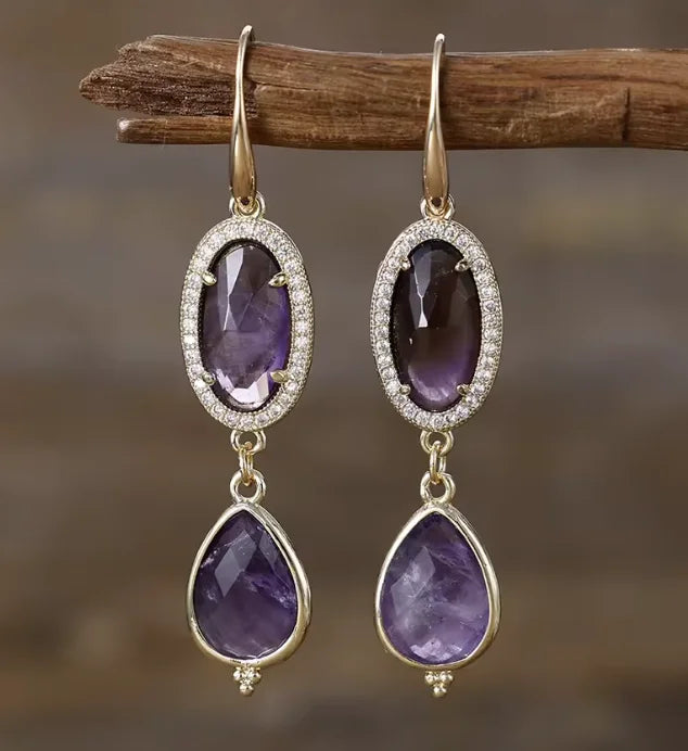 Gemstone Crystal Earrings in Mixed Healing Stone Styles