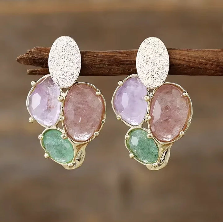 Gemstone Crystal Earrings in Mixed Healing Stone Styles