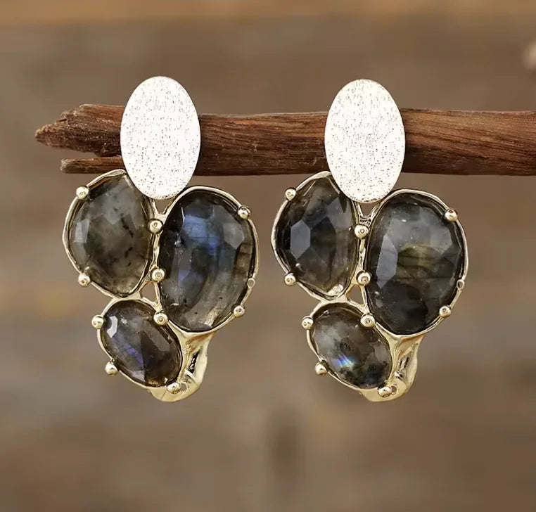 Gemstone Crystal Earrings in Mixed Healing Stone Styles