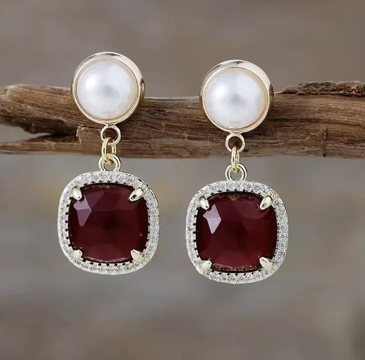 Gemstone Crystal Earrings in Mixed Healing Stone Styles
