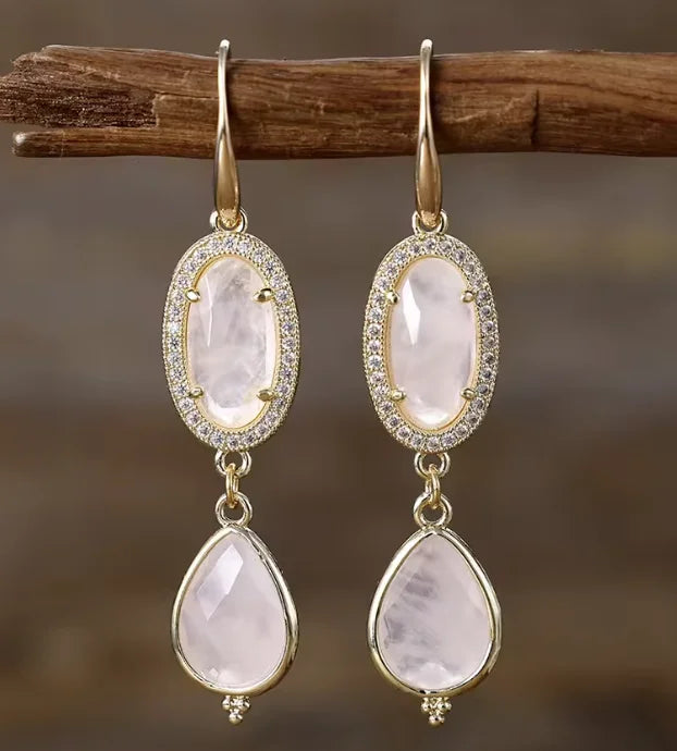 Gemstone Crystal Earrings in Mixed Healing Stone Styles