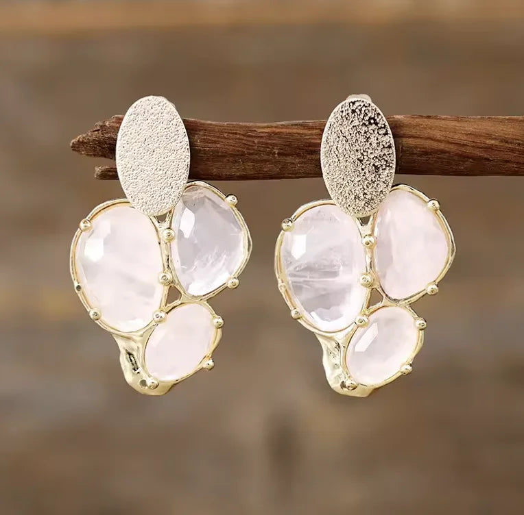 Gemstone Crystal Earrings in Mixed Healing Stone Styles