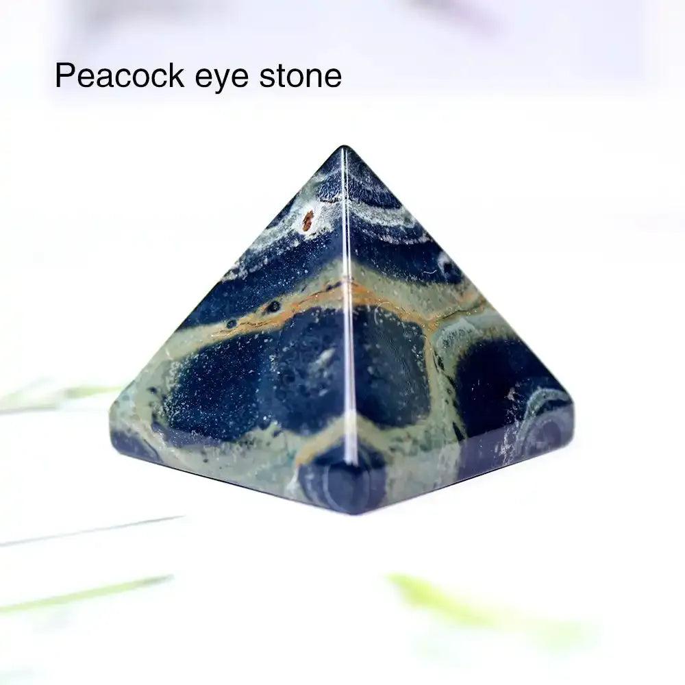 Polished Peacock Eye Gemstone Mini Pyramid, 30mm crystal for focused intention and chakra healing.