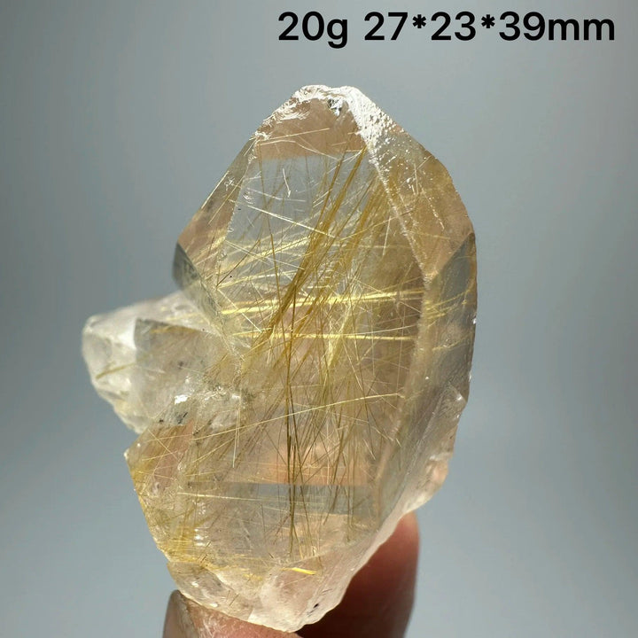 Natural Brazil Gold Rutilated Quartz crystal with golden hair-like inclusions, 20g, 27*23*39mm.