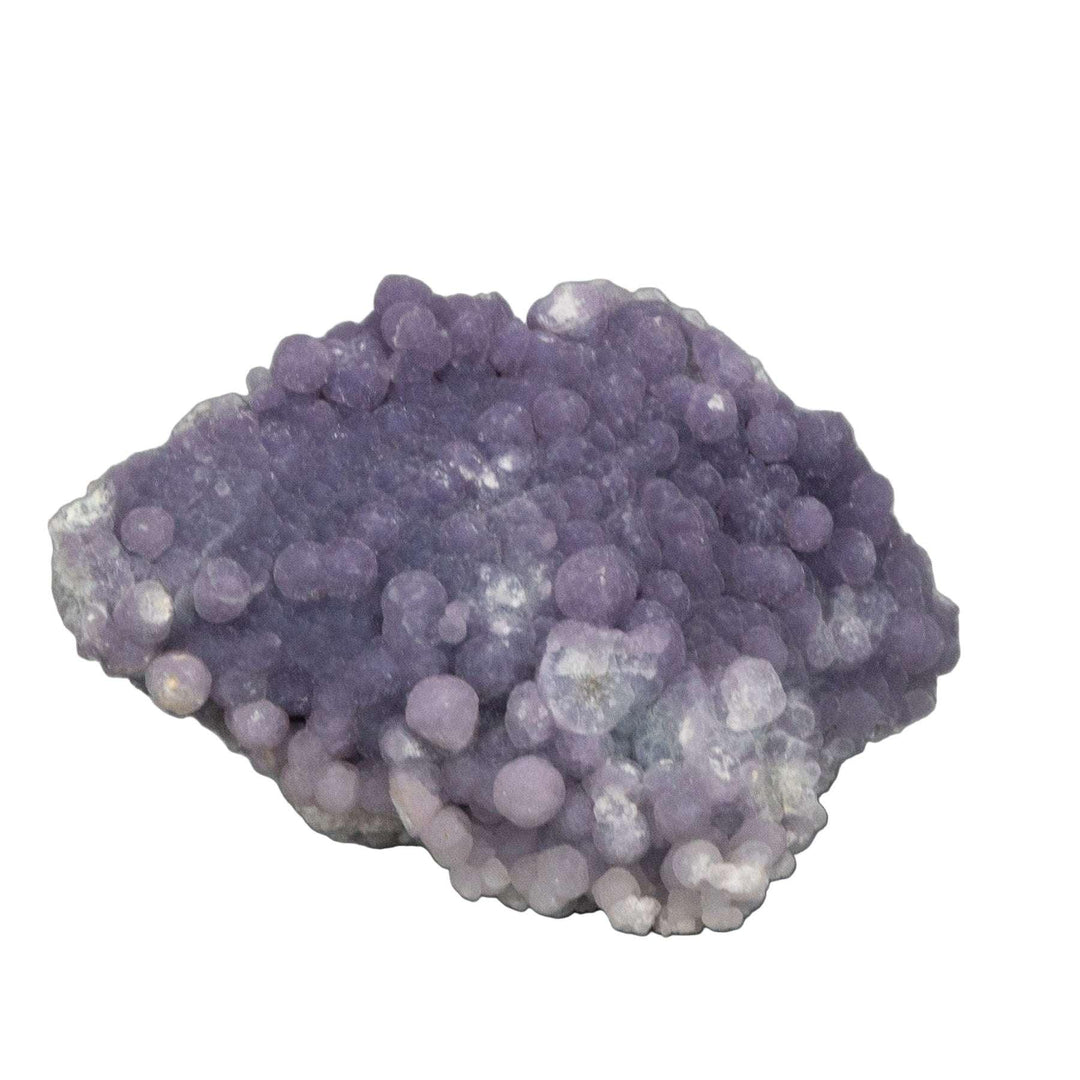 Grape Agate Crystal Cluster: Deep purple botryoidal formations, 63.5mm long, perfect for desk or altar.