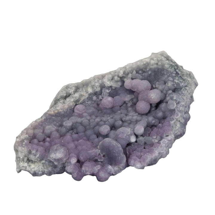 Grape Agate Crystal Cluster: Deep purple botryoidal formations, a unique Sulawesi specimen for desk or altar.