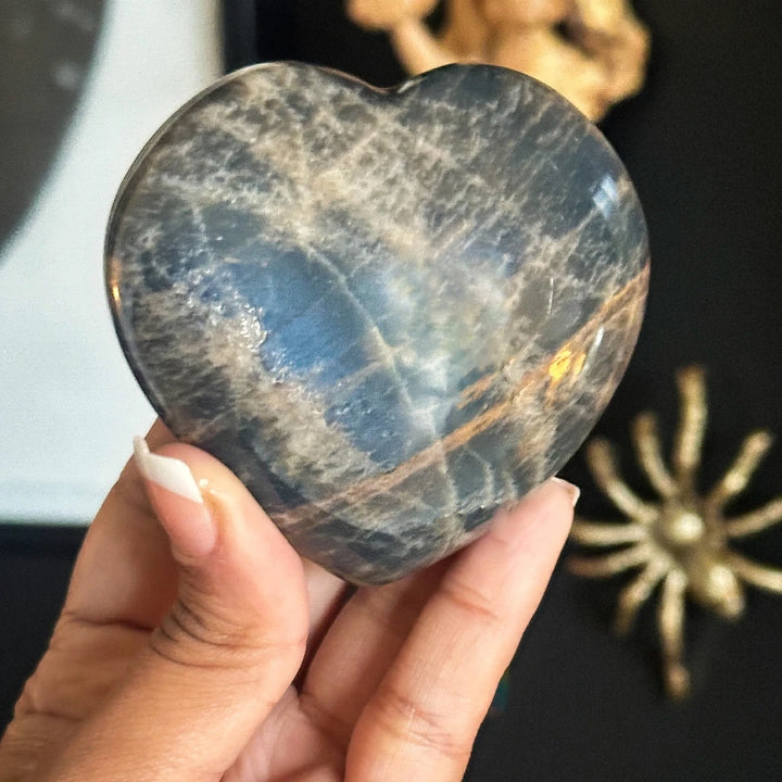 Gray Moonstone Heart