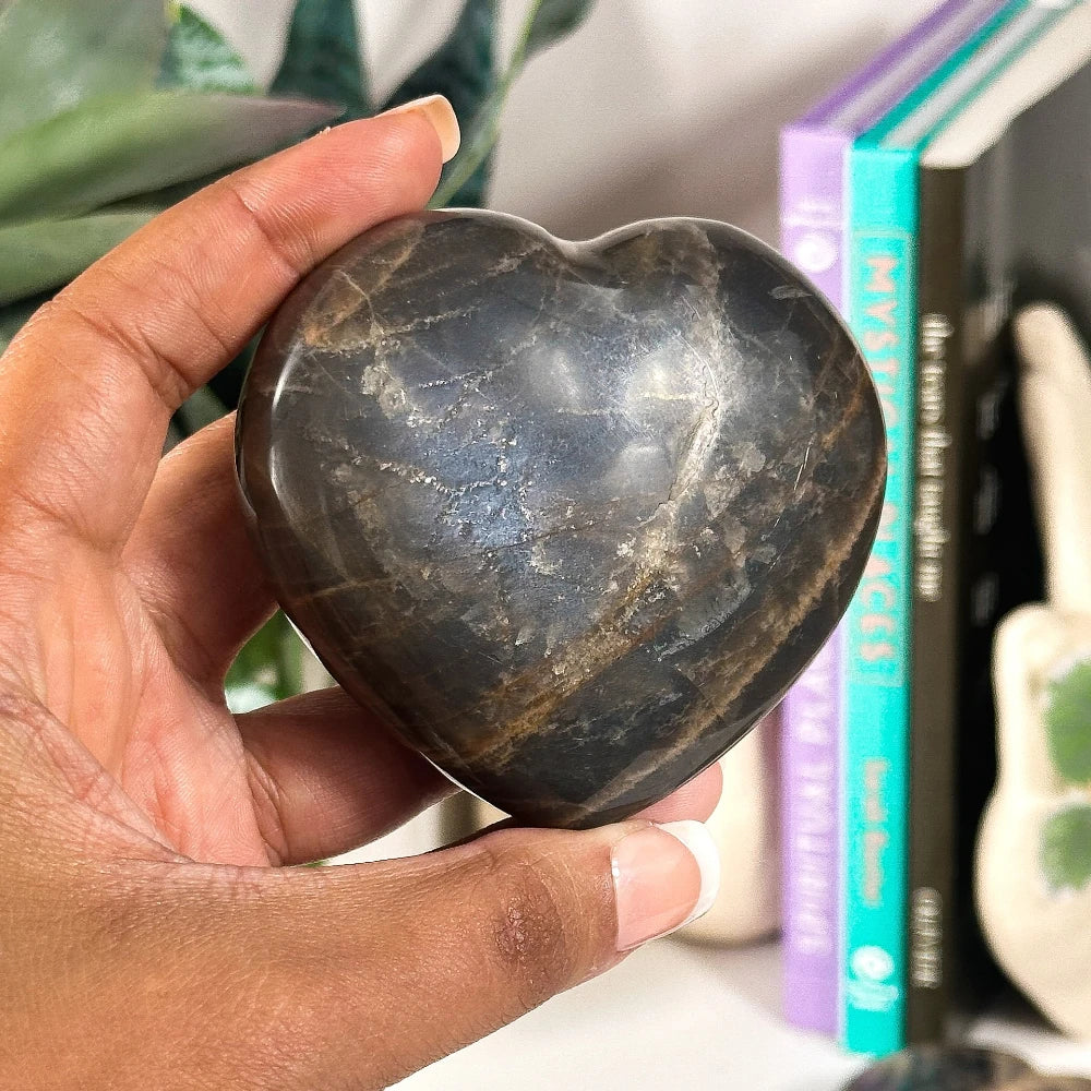 Gray Moonstone Heart