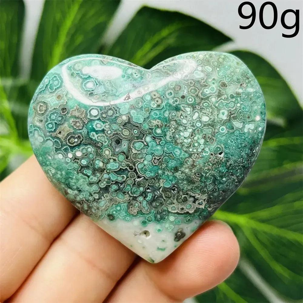 Green Agate Crystal Heart