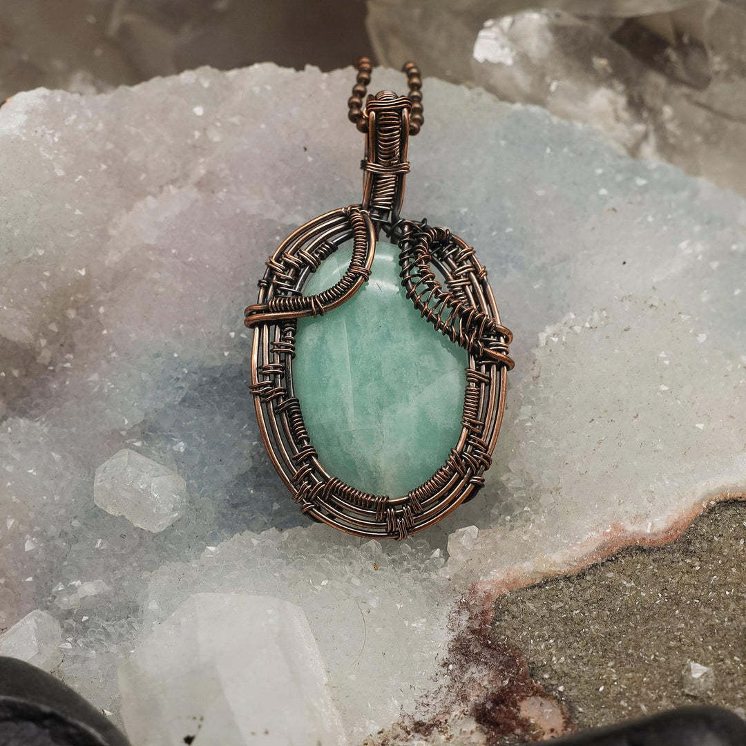 Green Calcite Wire Wrap Pendant 2.5 Inch