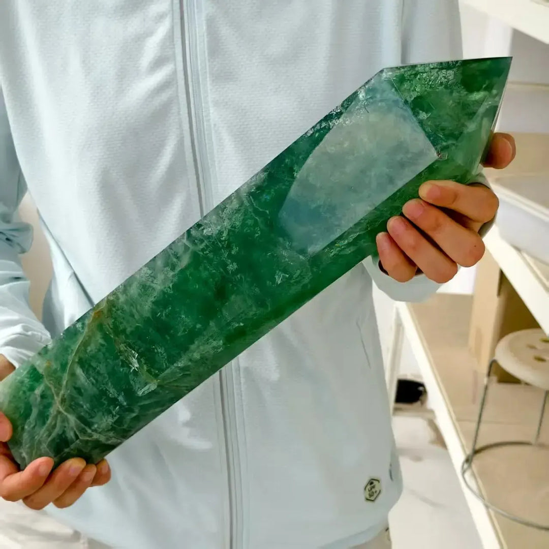 Green Fluorite Obelisk Crystal Tower-Towers-Ali-Green Fluorite-400-500g-Crystal Destiny